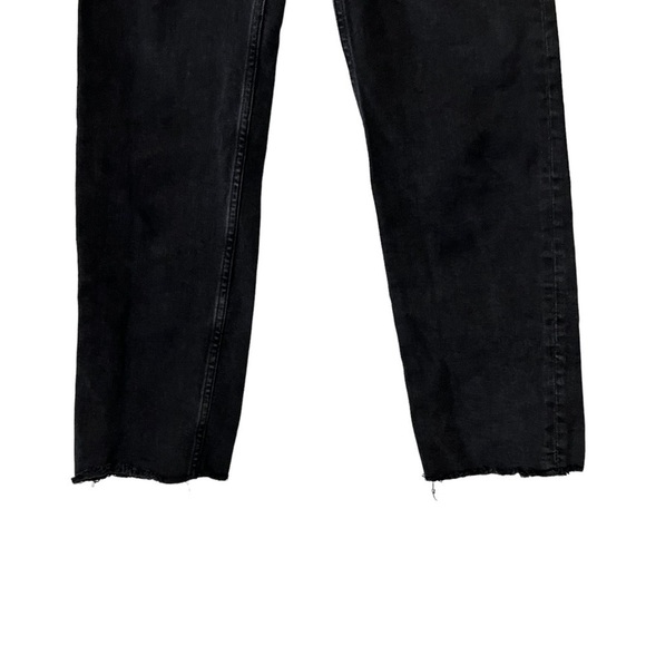Re/Done 70s High Rise Black Cropped Button Fly Frayed Hem Jeans 24 - Picture 6 of 16